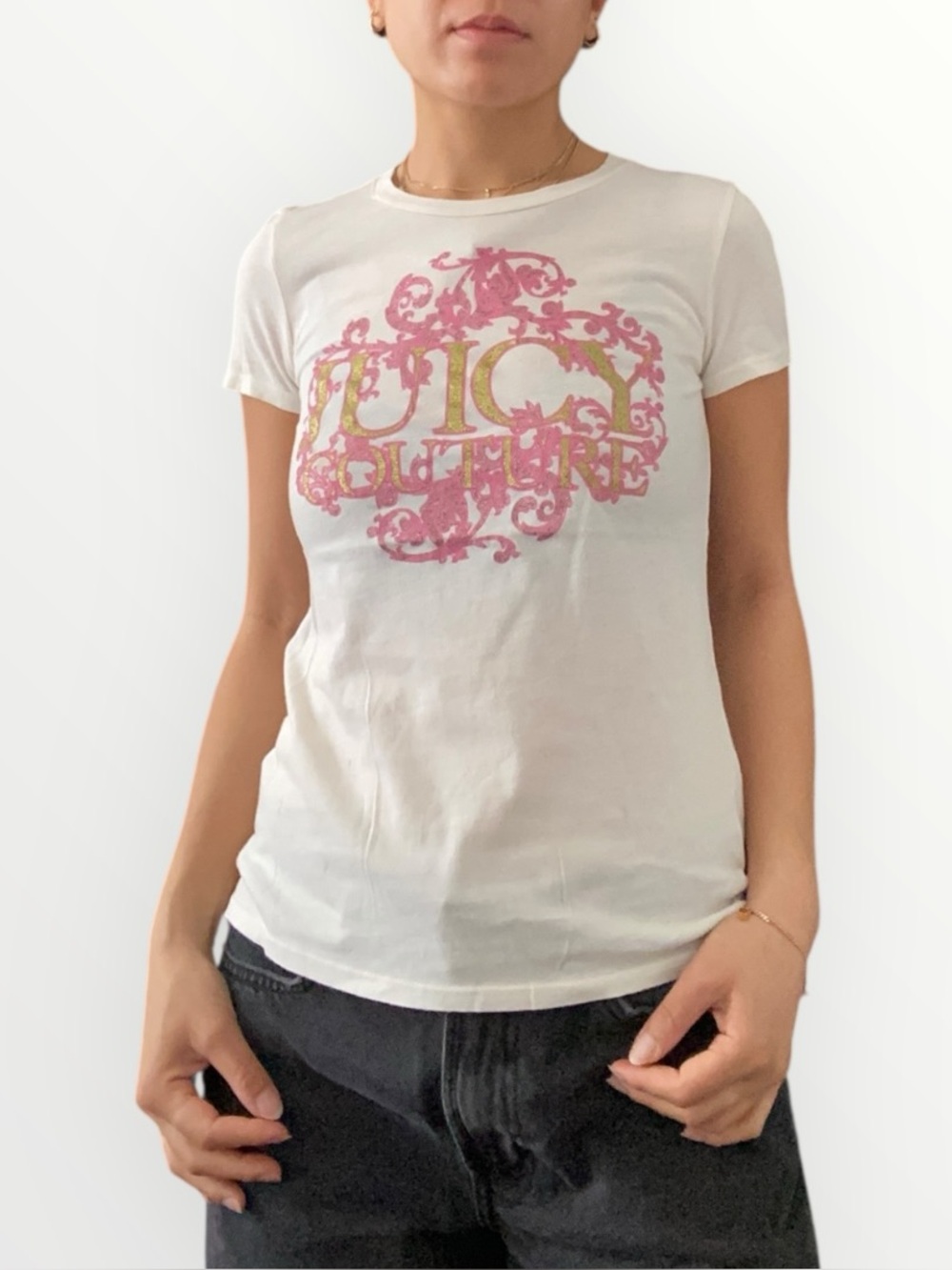 Juicy Couture White Short-Sleeve Logo Teev Size XS
